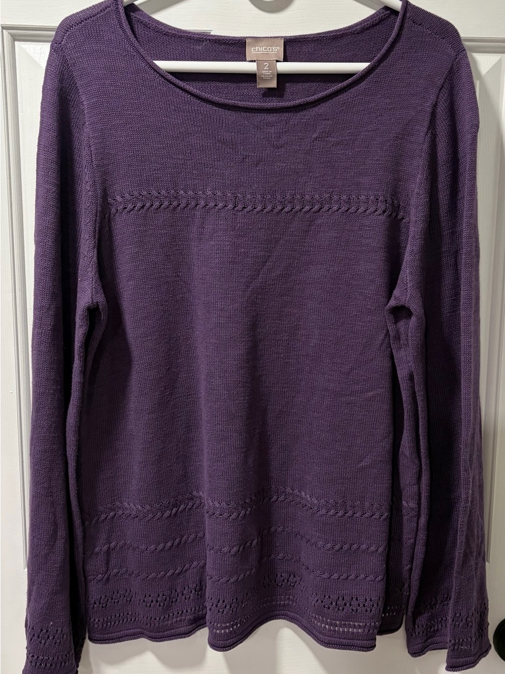 Chico's Purple Lightweight Knit Top - Size L (2)